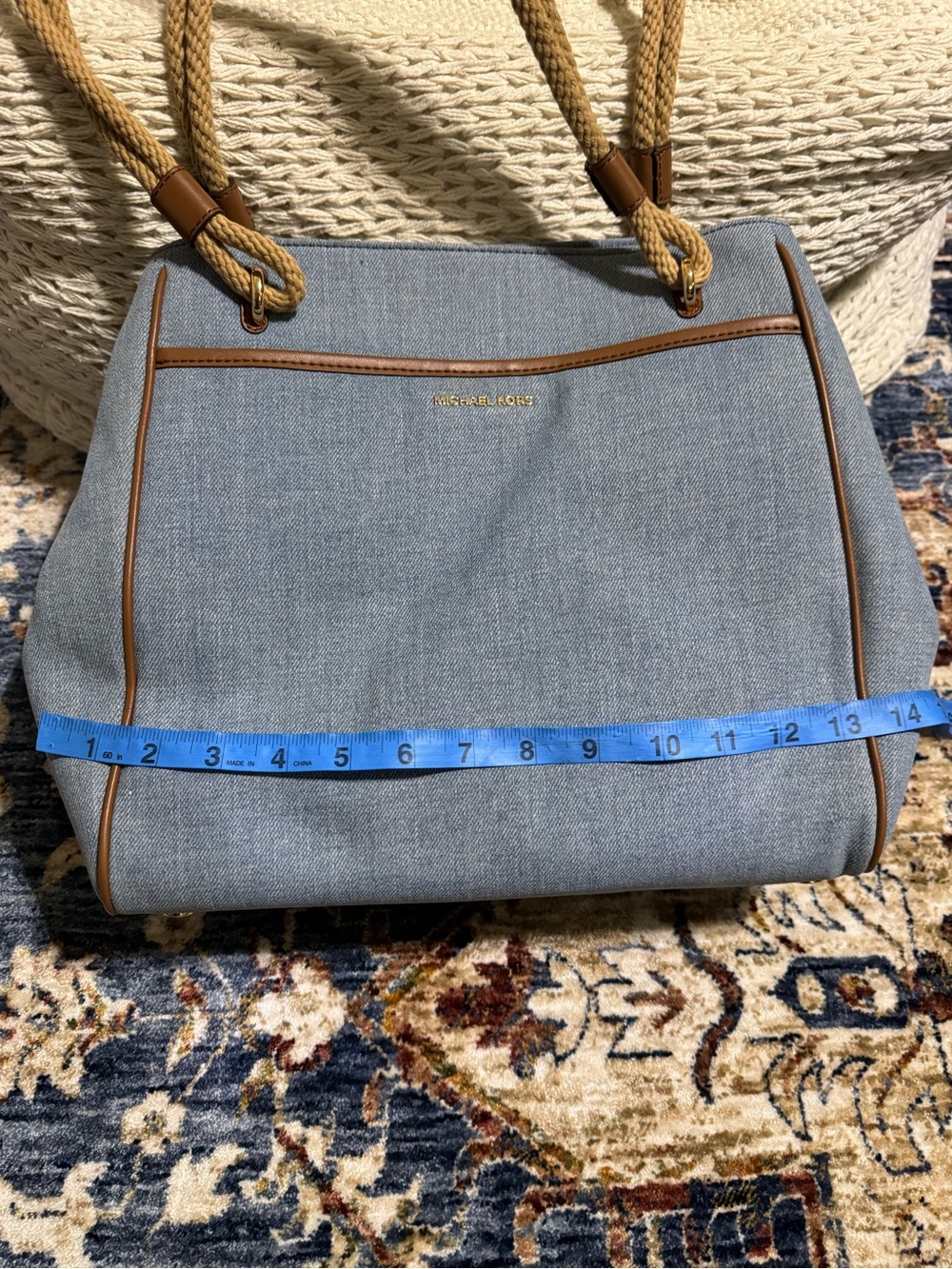NWT $258 Michael Kors Talia Lrg Grab Bag Canvas Tote/Purse Wash Denim AUTHENTIC - Picture 16 of 16